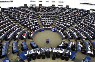 epa06603078 Members of Parliament vote on the Guidelines on the framework of future EU-UK relations at the European Parliament in Strasbourg, France, 14 March 2018. The MEPs have signs reading '#allforjan' on the tables. In the afternoon the MEPs debate on the safety of journalists across the EU referring to the murder of Slovak investigative journalist Jan Kuciak and his fiancee Martina Kusnirova.  EPA/PATRICK SEEGER