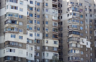 old, comunist type apartment building in Sofia, Bulgaria