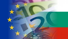 bulgaria and eu flag with euro banknotes