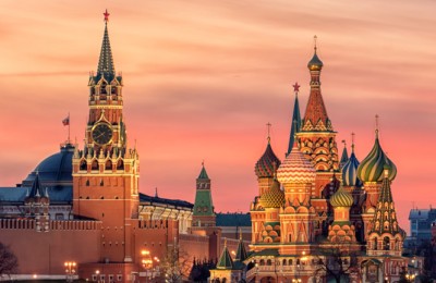 St. Basil's Cathedral and the Spassky Tower of the Moscow Kremlin