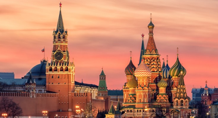 St. Basil's Cathedral and the Spassky Tower of the Moscow Kremlin