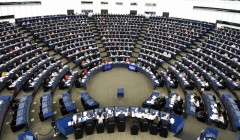 epa06603078 Members of Parliament vote on the Guidelines on the framework of future EU-UK relations at the European Parliament in Strasbourg, France, 14 March 2018. The MEPs have signs reading '#allforjan' on the tables. In the afternoon the MEPs debate on the safety of journalists across the EU referring to the murder of Slovak investigative journalist Jan Kuciak and his fiancee Martina Kusnirova.  EPA/PATRICK SEEGER