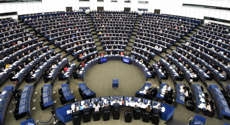 epa06603078 Members of Parliament vote on the Guidelines on the framework of future EU-UK relations at the European Parliament in Strasbourg, France, 14 March 2018. The MEPs have signs reading '#allforjan' on the tables. In the afternoon the MEPs debate on the safety of journalists across the EU referring to the murder of Slovak investigative journalist Jan Kuciak and his fiancee Martina Kusnirova.  EPA/PATRICK SEEGER