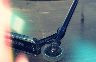 Details of a stunt scooter